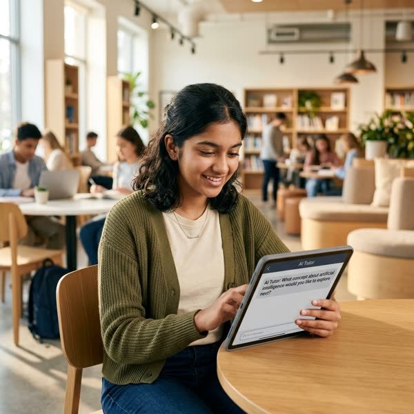Students learning AI together